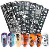 BQAN 2022 New Design Halloween Series Halloween theme skull pumpkin Nail Art Stamping Plates