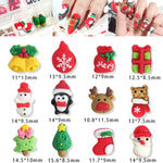 Nail Art Christmas Resin Ornaments 12 Grid Snowman Cartoon Fawn Snowman Accessories Mixed Nail Decorations