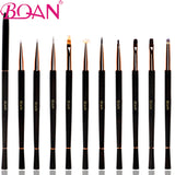 BQAN New Sandalwood Handle Nail Brushes Set Nail Art Brush Gel Brush Liner Brush For Nails Drawing Liner Painting Manicure Tool