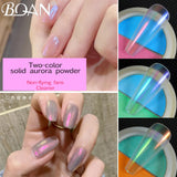BQAN Nail Solid Ice Transparente Nail Glitter Twocolor Aurora Powder 1 Caja Chrome Mermaid Mirror Laser DIY Magic Shiny Nail Art