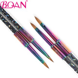 BQAN Dazzling Kolinsky Acrylic Nail Brush Nail Design Crystal Beads Handle Rhinestone Studs Picker Wax Pencil Manicure Nail Art Tool