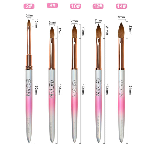 BQAN #2-#14 Gradient Kolinsky Acrylic Brush Pure Nail Brushes For Acrylic Application Professional Best Nail Art Brush Set