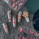 BQAN New Process 5D Thin and Tough Stereoscopic Nail Patch Accessories Pink Peach Butterflies Nail Sticker