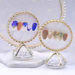 1PC Diamond False Nail Art Plate Tips Display Stand Golden Rim Agate Palette Nail Polish Gel Display Photo Props Showing Tools