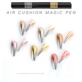 BQAN 6 Colors 2 in 1 Mirror Solid Nail Makeup Pen Aurora Glitter Powder Air Cushion Mirror Nail Pen
