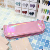 2023 Manicure Nail Art Accessories Holographic Pink Nail Brush Case Brushes Holder Bag