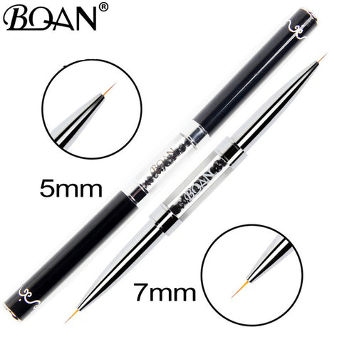 BQAN Black Double Head Crystal Handle 5mm&7mm&11mm&13mm&15mm Drawing Brush Liner Brush Painting Pen Gel Polish Crystal Nail Art Manicure Tools