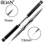 BQAN Black Double Head Crystal Handle 5mm&7mm&11mm&13mm&15mm Drawing Brush Liner Brush Painting Pen Gel Polish Crystal Nail Art Manicure Tools