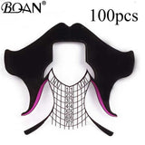 BQAN 100 Uds. Dazzle French Nail Forms Tips Marbling Nail Extension Art Tools Designs Acrílico Curva Uñas postizas Formas de guía de arte