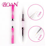 BQAN Double Head Nail Liner Brush 5mm/7mm/9mm/11mm Crystal Handle Acrylic Nail Art Brushes