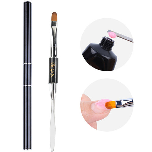 BQAN 1 Pc Dual-end Acrylic #12 Nail Art Gel Brush Extension Builder Nail Stainless Pusher Tool UV Gel Remove Spatula Stick